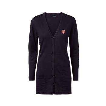 Dame Cardigan V Neck - lang Navy